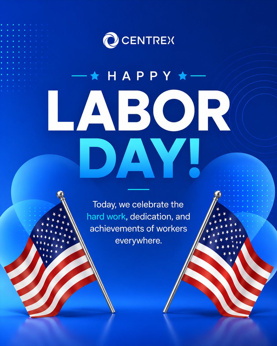 CentrexSoftware's tweet photo. Happy Labor Day from all of us at Centrex Software! 🇺🇸

Today, we celebrate the hard work, dedication, and achievements of workers everywhere. Wishing everyone a safe and relaxing Labor Day!

#LaborDay #Fintech #FinancialTechnology https://t.co/CXCFMXQ67O