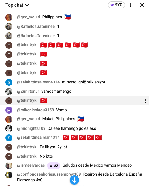 MengoColombia's tweet photo. El efecto del golazo vs Botafogo en FlaTV (en español) hoy:

🇹🇷 
🇳🇬 
🇲🇷 
🇲🇽 
🇵🇭 
🇨🇦 
🇦🇷 
🇪🇸 
🇫🇷 
🇵🇾 
🇪🇨 
🇺🇸 
🇵🇹 
🇨🇴 (yo) https://t.co/SoupwCRmhS