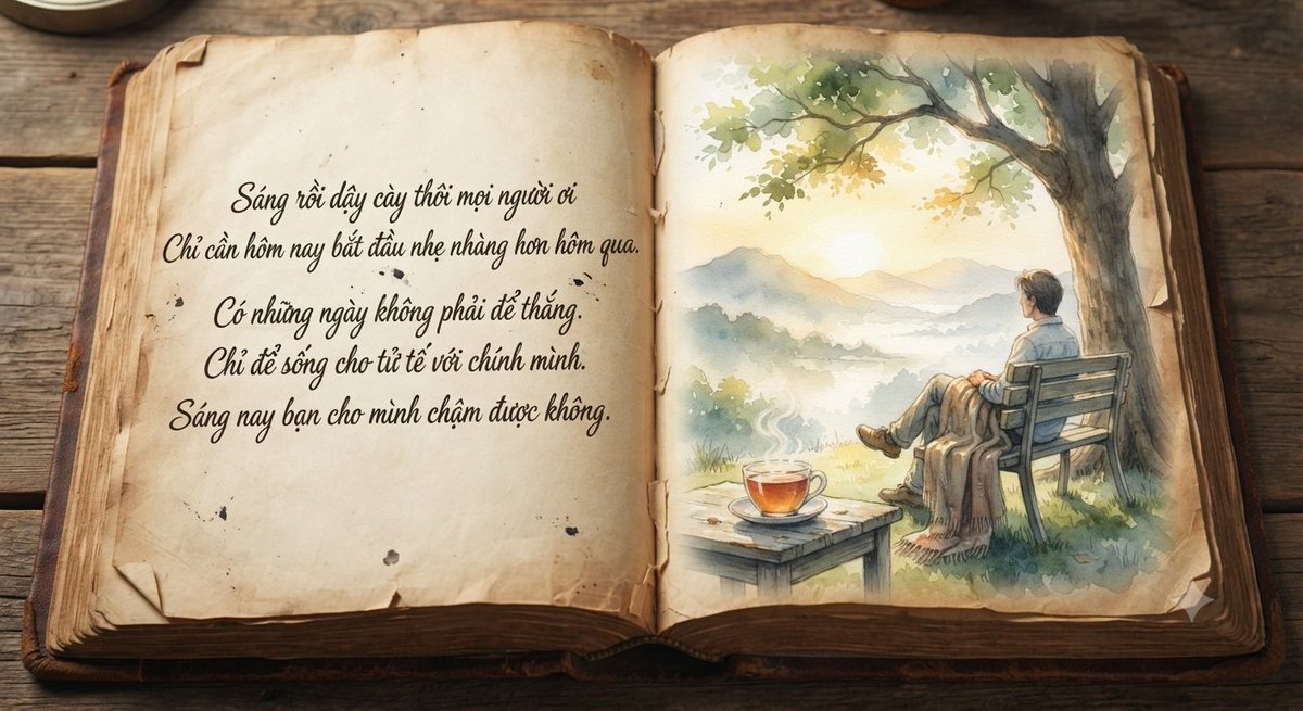 dongthoigian18's tweet photo. Sáng rồi dậy cày thôi mọi người ơi 
Chỉ cần hôm nay bắt đầu nhẹ nhàng hơn hôm qua.
Có những ngày không phải để thắng.
Chỉ để sống cho tử tế với chính mình.
Sáng nay bạn cho mình chậm được không.
#dilam #tute #cham https://t.co/d5GBgC426D