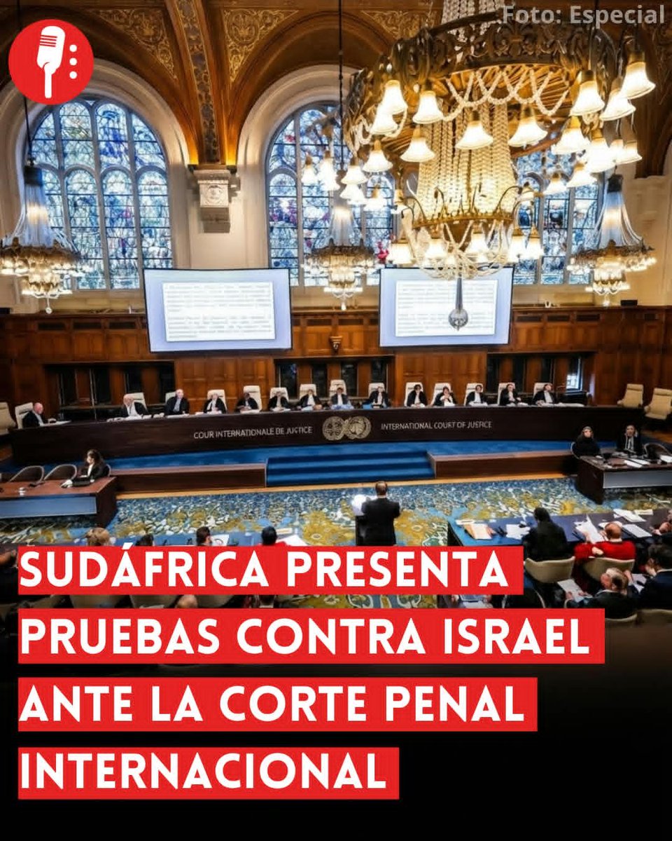 ReporterosMX_'s tweet photo. ⭕ OJO | SUDÁFRICA PRESENTA PRUEBAS CONTRA ISRAEL ANTE LA CORTE PENAL INTERNACIONAL 

Sudáfrica presentó nueva evidencia contra Israel ante la Corte Penal Internacional por incumplir medidas contra el genocidio en Gaza. El país africano busca que otros estados aumenten la presión diplomática. https://t.co/54rLbUbSjy