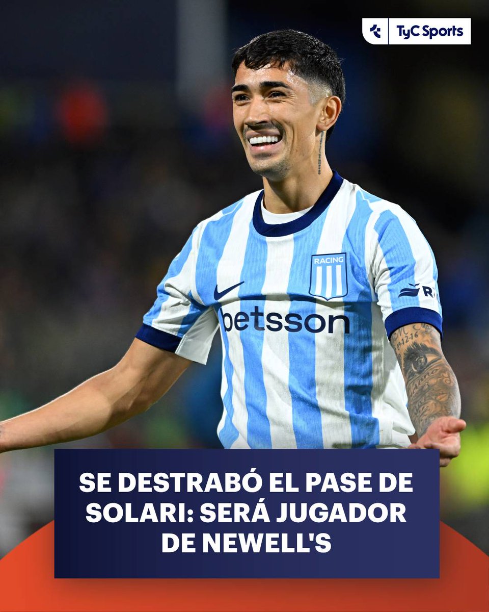 TyCSports's tweet photo. SE DESTRABÓ EL PASE DE SOLARI: FINALMENTE DEJARÁ RACING PARA JUGAR EN NEWELL'S

Tras apenas unas horas, la Academia y la Lepra se pusieron de acuerdo en las condiciones para la llegada del extremo, pese a que la negociación estuvo frenada por una cláusula de último momento, que establecía que  si el jugador vuelve a Racing con un contrato más alto de lo que ganaba al momento de irse de Avellaneda, esa diferencia se la debería seguir pagando el club de Rosario. Sin embargo, el futbolista optó por bajarse el salario -para igualar el que percibía en Avellaneda- y, así, dejar dicho elemento, prácticamente, sin efecto alguno.