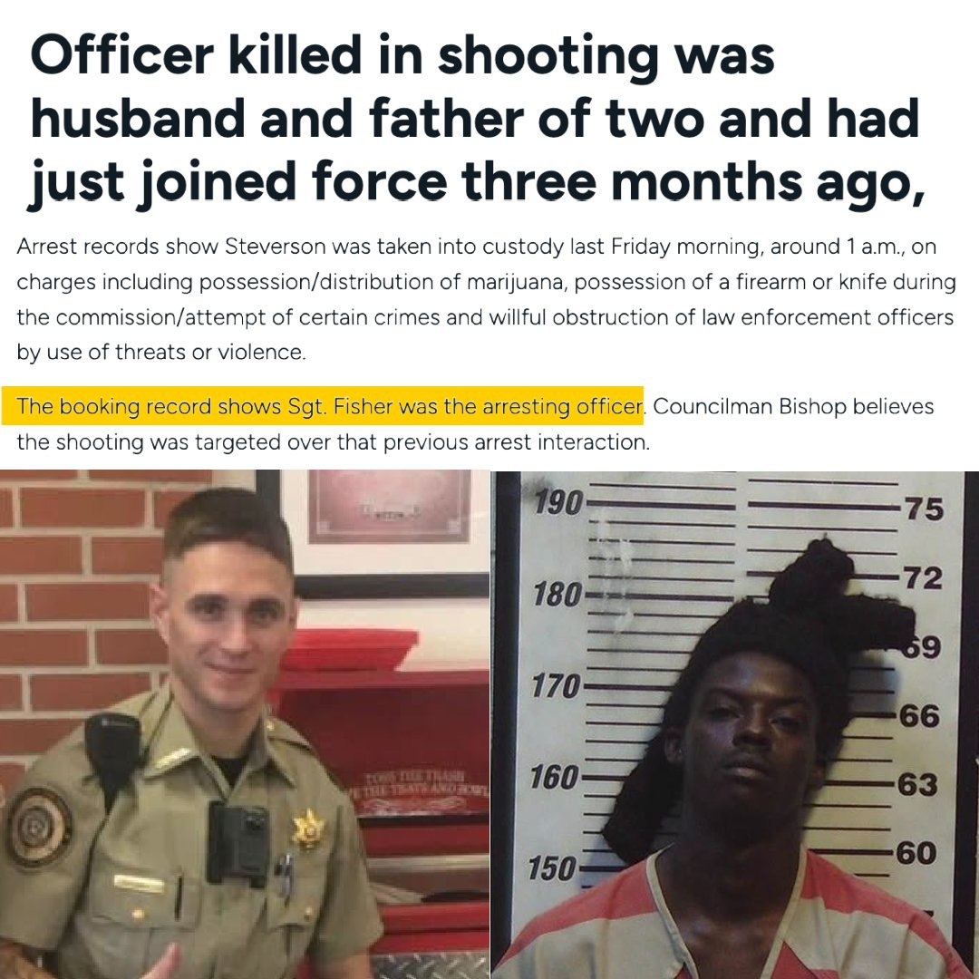 LELDF's tweet photo. This coward stopped beside Sgt. Chris Fisher's patrol car and unloaded his gun into it.

Fisher had arrested Steverson just days earlier. 

He had threatened the arresting officers with violence—yet he was still out walking free on bond. https://t.co/Lu8bRmdXde