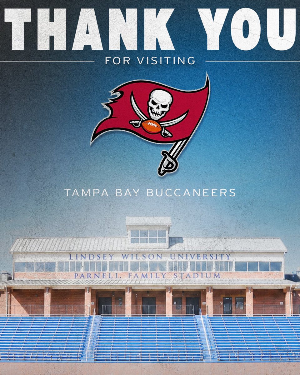 LWUfootball's tweet photo. We appreciate @Buccaneers for stopping in Columbia to check in on the Blue Raiders!

🔵⚔️⚪️

#1and0 https://t.co/LDhRddPOu1