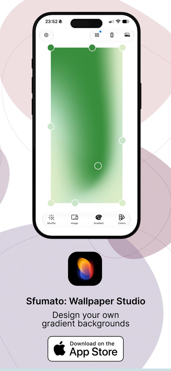 GearlessJoooe's tweet photo. Another gradient wallpaper, made with Sfumato.

Excited to share this with you all. Sfumato: Wallpaper Studio is an iOS app I have been working on to let you create gradient wallpapers easily on your iPhone! 

You can even create gradient wallpapers for your iPad and MacBook too! https://t.co/w3yhCrxMf1