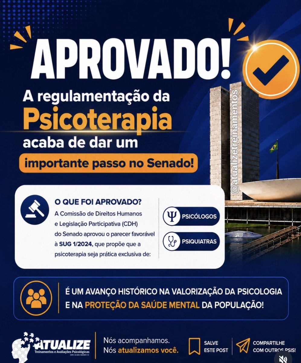 PsiRubemCosta's tweet photo. Um passo importante no dia de hoje, rumo a valorização da nossa classe. Psicoterapia e com psicólogos e psicólogas. https://t.co/ylgn3dTnTd
