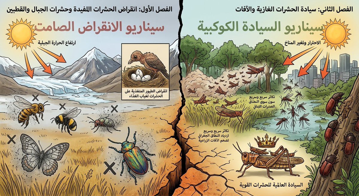 goysoe's tweet photo. 🌪️⛈️ ارتفاع حرارة 🌎 ينتج اثار مناخية قاسية: اختفاء الجليد القطبي غرق مدن ساحلية كاملة انهيار الأنهار وانقراض 40% من الكائنات الحية. الخلل الصامت في سلاسل الغذاء وسيادة الآفات ليس مجرد توقعات بيئية، بل هو واقع يهدد الأمن الغذائي والاستقرار البشري إذا تجاوزنا عتبة 1.5 درجة مئوية. https://t.co/54Af0FL691