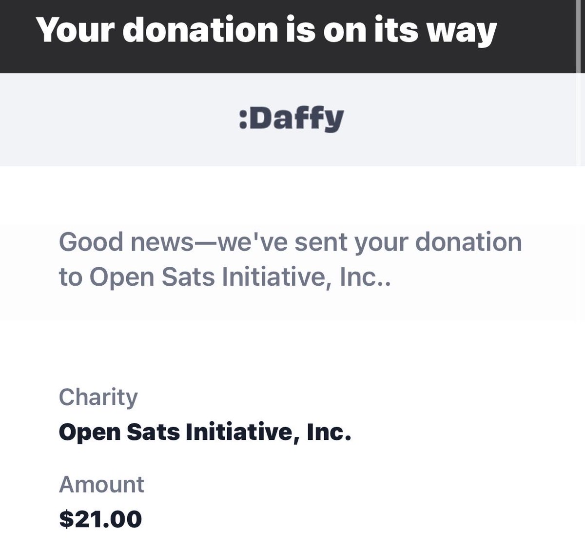 RichardDonors's tweet photo. Sent our first $21 Donation to @OpenSats 

New badge alert 💸 https://t.co/OJ4bIqiPtf