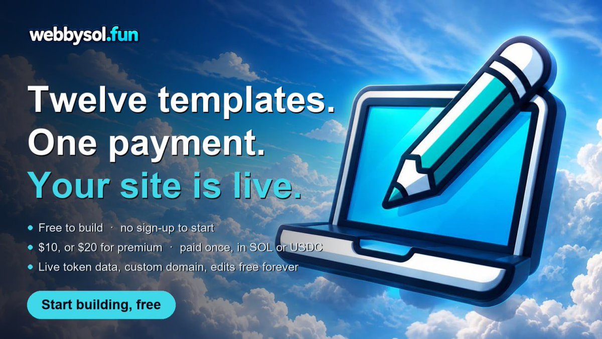 WebbySol's tweet photo. @CryptoCurb Looking for a website?  Webbysol has some of the most perfect templates for all your Solana token needs.

Create a website and attach a custom domain in just minutes. https://t.co/4nNbyV6s1H