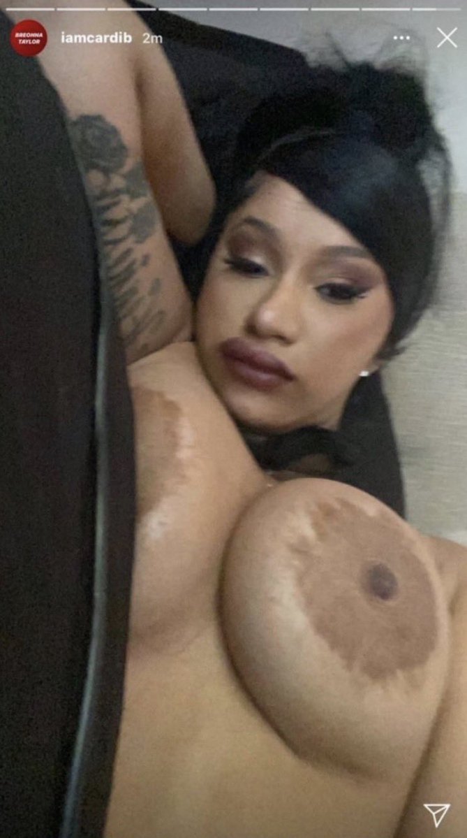 realVoltage2's tweet photo. Cardi B mistakenly post his boobs on IG story before she deleted the post https://t.co/ZcbGV27cLl
