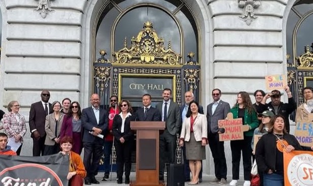 sfcta's tweet photo. 🚌🚆🚇 Yesterday we celebrated #TransitMonth with San Francisco Transit Riders, city officials, transit leaders, and advocates. Chair Melgar spoke about the essential role that transit plays in promoting access to resources and opportunities, while connecting our city and region.  Thank you to our transit operators,  partners and riders for supporting @SFMTA_Muni and Bay Area transit during Transit Month and year-round!

Learn more about Transit Month and show your support for transit by joining the annual ride contest at https://t.co/h22qUhKW9D.