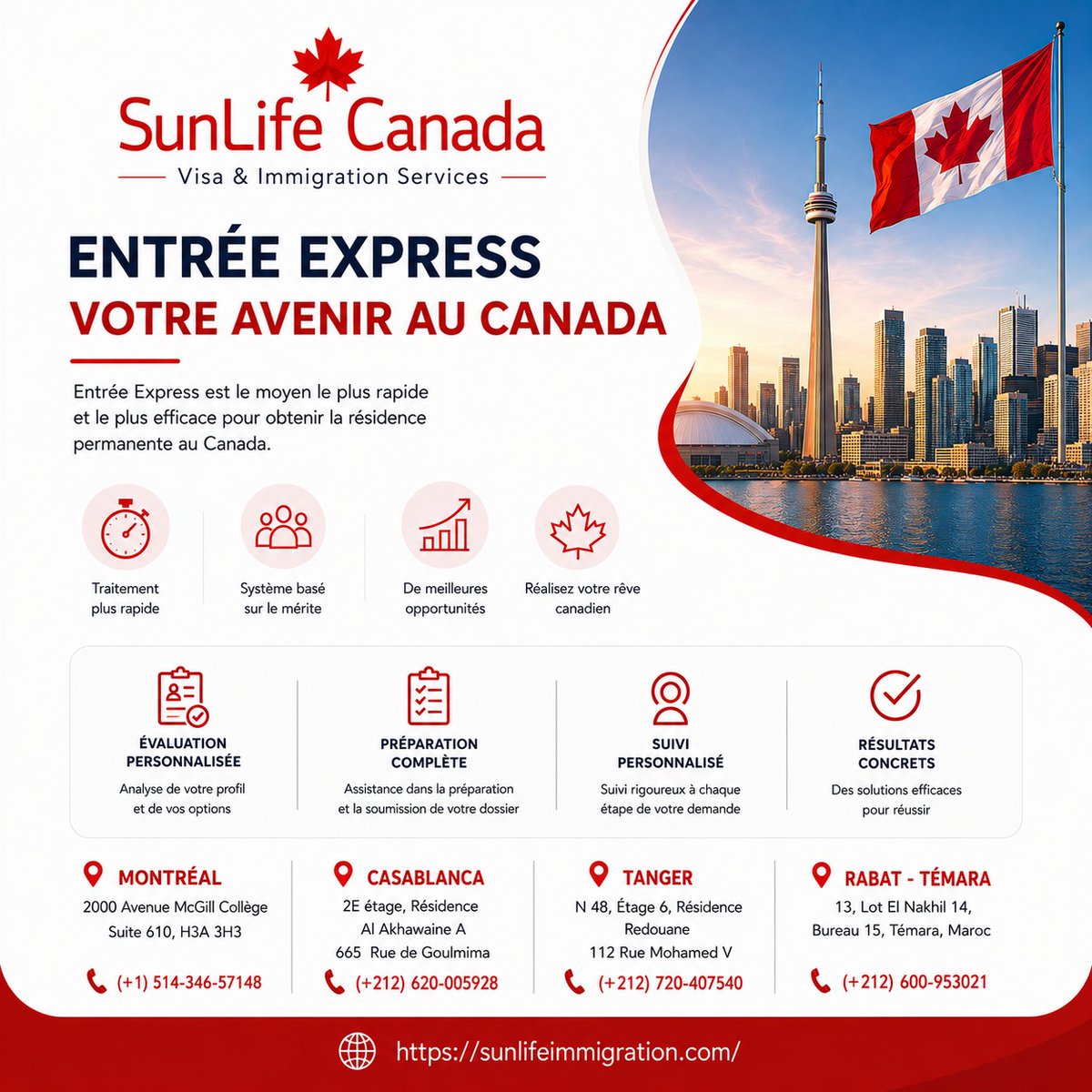 VisaduCanada's tweet photo. Vous envisagez la résidence permanente au Canada? 🍁
Avec Entrée express, une évaluation personnalisée de votre profil peut vous aider à mieux comprendre vos options et les démarches à entreprendre.
📍 Montréal | Casablanca | Tanger | Rabat–Témara
📞 Maroc : +212 620-00-59-28 https://t.co/Vl8n0xhWta