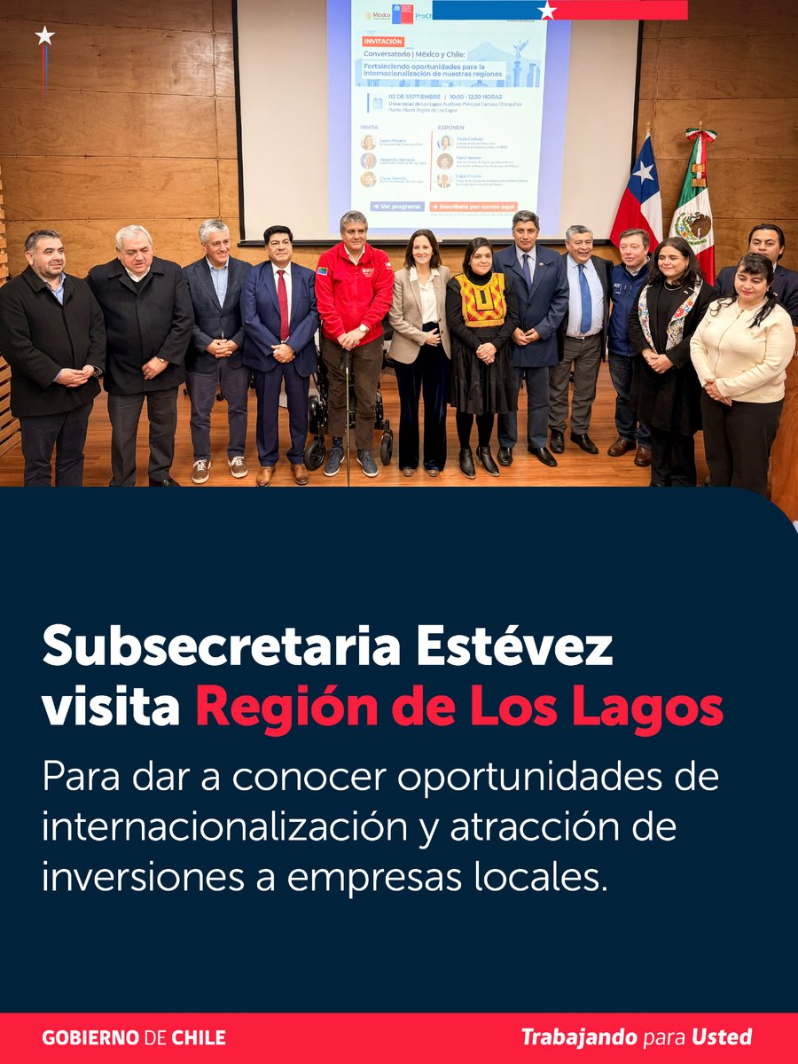 subrei_chile's tweet photo. La subsecretaria de Relaciones Económicas Internacionales, Paula Estévez, culminó su visita a la Región de Los Lagos con una agenda centrada en fortalecer la relación comercial con México y acercar nuevas oportunidades de inversión y negocios a los territorios. https://t.co/p9NCgHwwrg