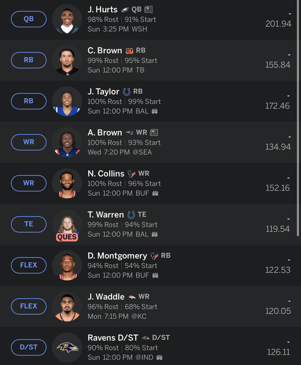 Boogie3721's tweet photo. Rate my fantasy team I can’t stop starring 🥰🥰🥰 

#Fantasy #Fantasyfootball #PFF https://t.co/3ozCTa8bdx