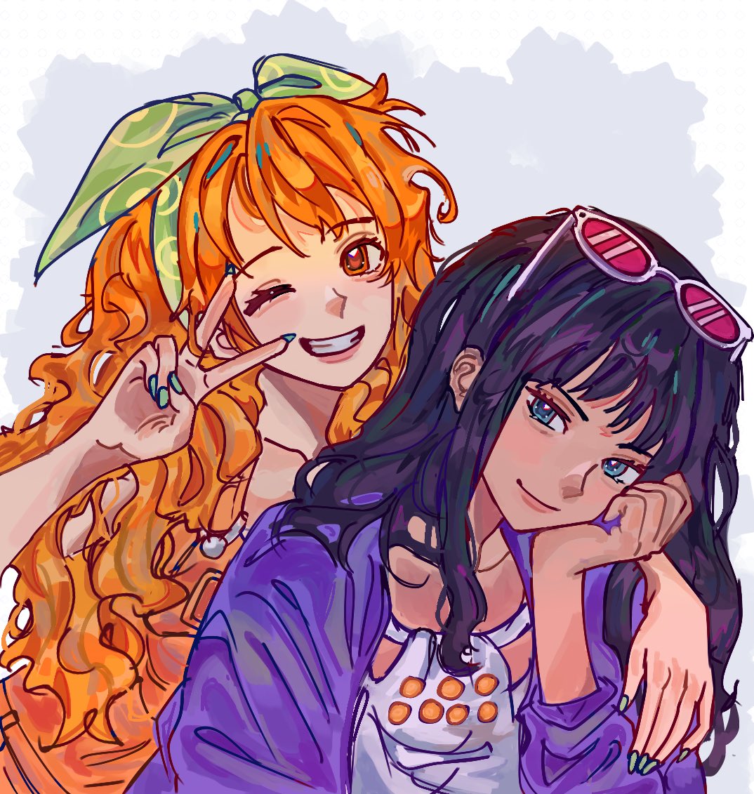 purrkiio's tweet photo. nami and robin!! i really wanted to draw them together so here they are 😋 | #onepiece #nami #nicorobin #onepiecefanart #animeart #digitalart #fanart https://t.co/HU4SfXjI0o