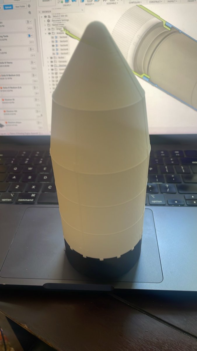 maxqrocketscom's tweet photo. I realized that part of the black area is actually the fairing adapter. Redesigned and test printed the fairing. This is pretty close to final. https://t.co/HgJcHlJwED