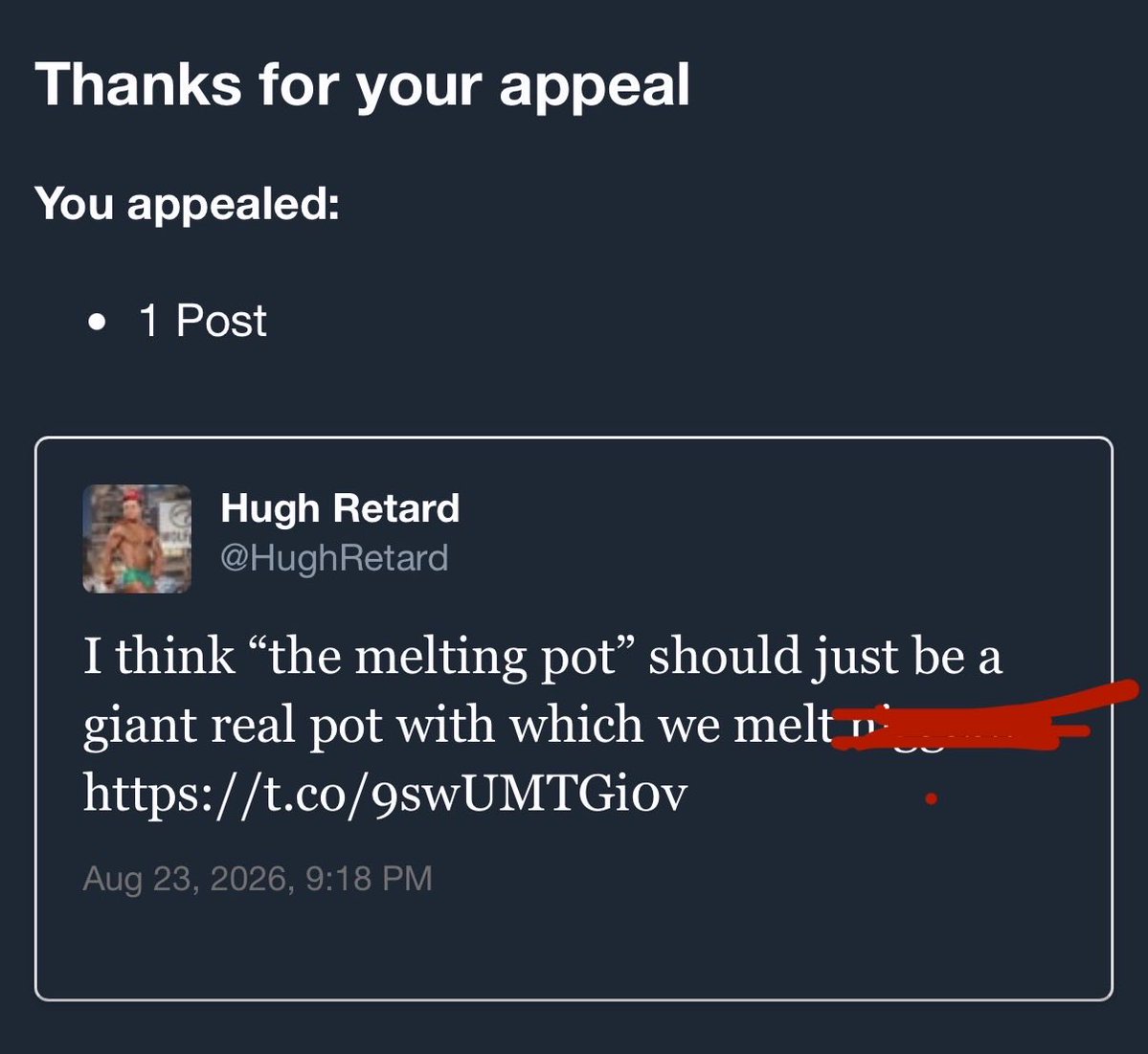 HughRetard's tweet photo. I’m back from my Indian Timeout™️.

Thanks, Kekius Maximus, you faggot! https://t.co/bVTxo8EgQA