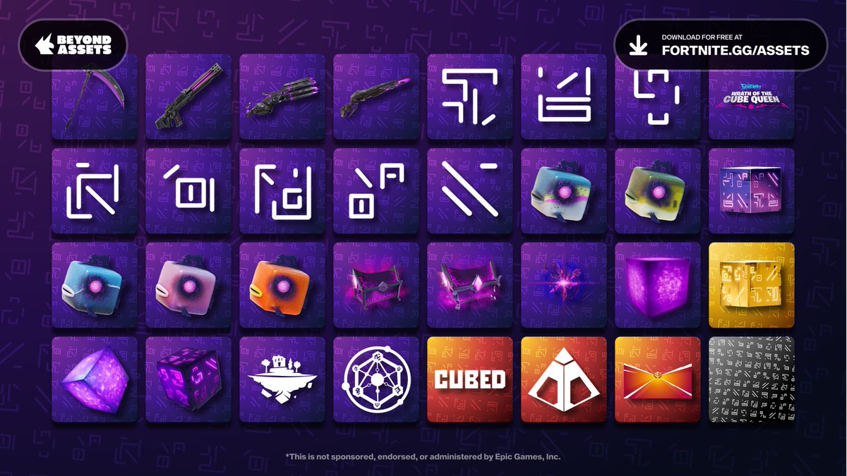 AssetsBeyond's tweet photo. All cube-themed Fortnite assets now have a special background!

🔎 Search "Cube" on Beyond Assets to find and download them for free! https://t.co/D4M7OkXQ1U