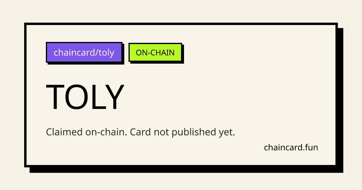 Chaincardsol's tweet photo. Your name is a link now.

https://t.co/Js7uhW7Npx renders your card anywhere you paste it. discord, telegram, X, it unfurls.

Marketplace is open too. btc, eth, wif, gm, gn, kol, cat, dog are listed at 0.5 SOL each. 

Everything else is first come.

Claim yours: https://t.co/254P5kUXCD