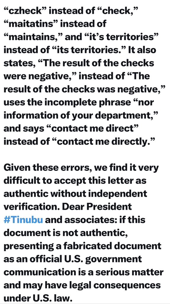 OfficialChidire's tweet photo. Could It Be That This Letter Then Was Forged?

This Reno #BusyBody go put Bola Tinubu for more trouble oh🤣

See this letter wey we don forgot since the day of IG Tafa Balogun na him Reno carry, set up cameras dey talk cho cho cho?

#FingersCrossed

@batten_von 
@renoomokri 
@officialABAT 
@FBI @PoliceNG