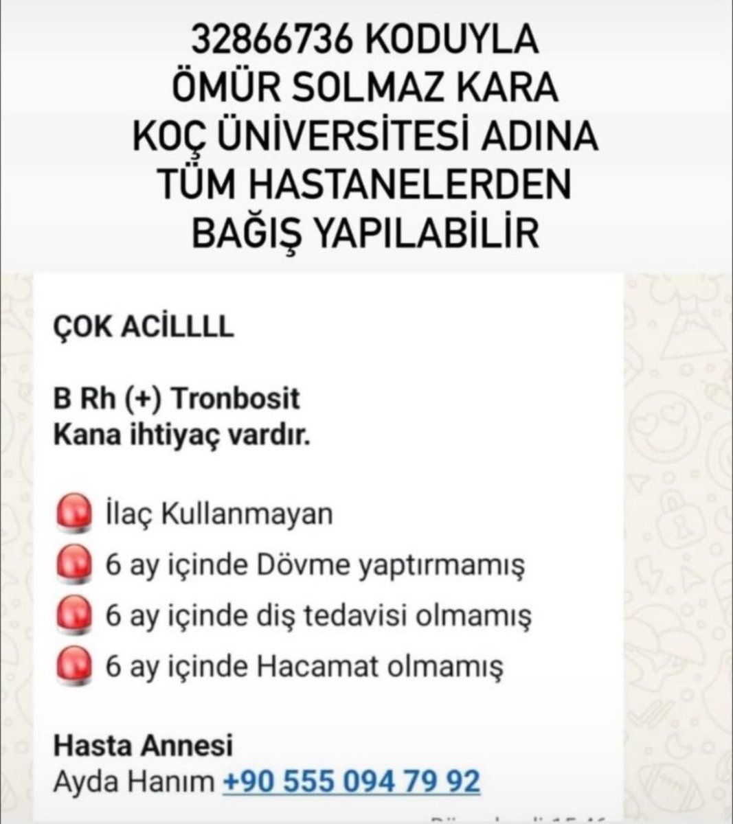 wearecrushboys's tweet photo. Bir gün konserimizde hep birlikte buluşacağımıza inandığımız Ömür için kan ihtiyacı bulunmaktadır.
Bağış yapmak isteyenlerin desteğini bekliyoruz. 

Ömür’e güç olmak için yapacağınız her bağış çok kıymetli. 🙏 https://t.co/kzCNxTugSx