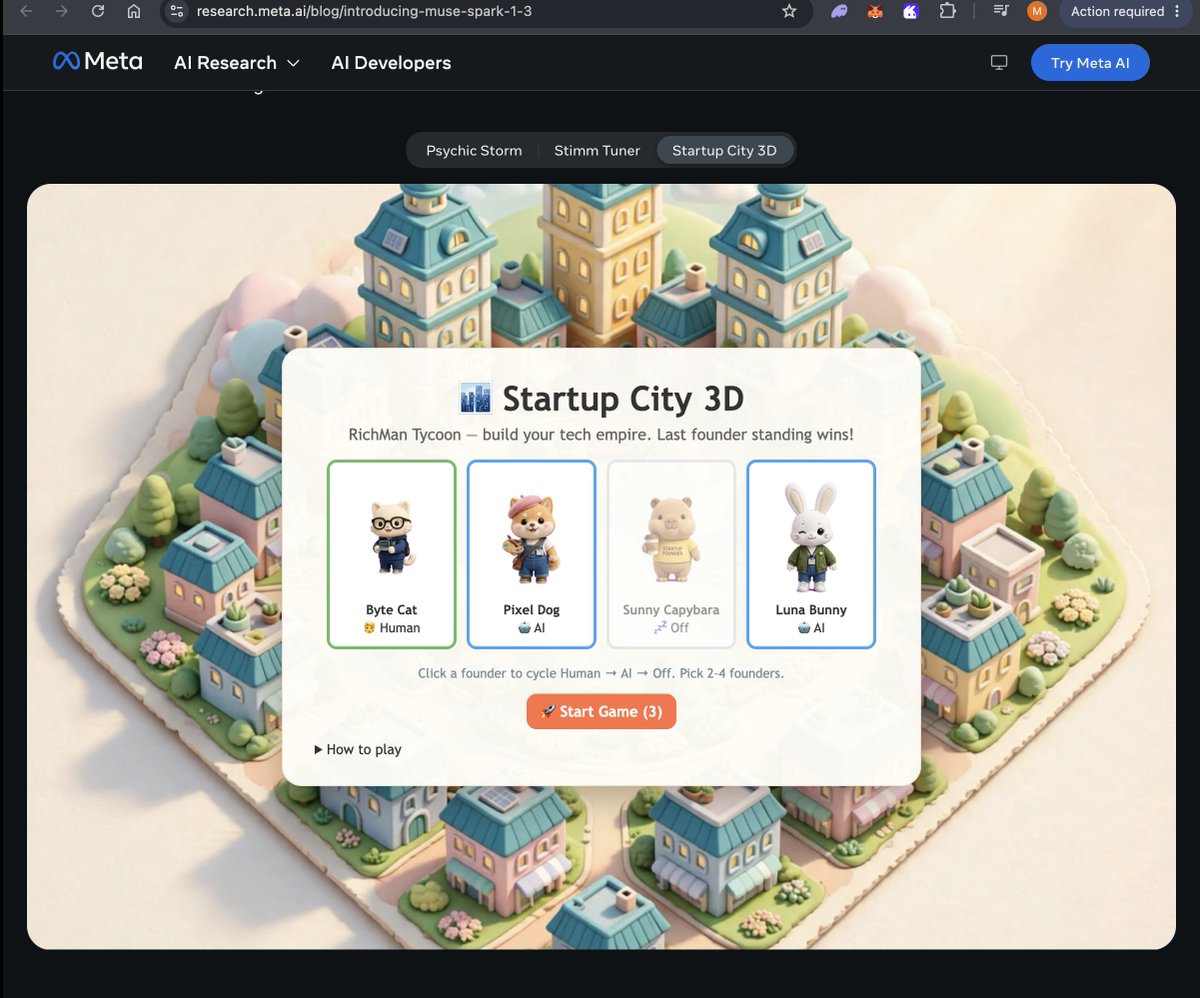muccadevx's tweet photo. meta literally just released their new model and on the web there is a preview for a startup city mini game and there's a cat character called BYTE CAT

isn't this perfect to run on robinhood as its a startup city and there's literally a cat and paired to META

https://t.co/acHJXgeCpb