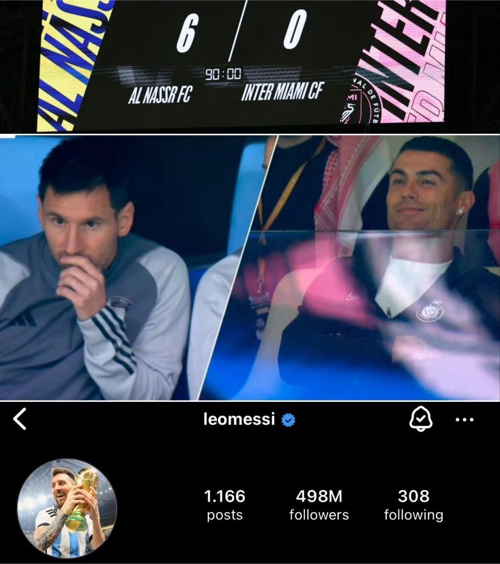TMfutbal's tweet photo. 🚨🚨 Back when Leo Messi changed his Instagram profile picture to the World Cup after a 6–0 defeat to Al Nassr. 😂🔙 https://t.co/U4SKbx6utp