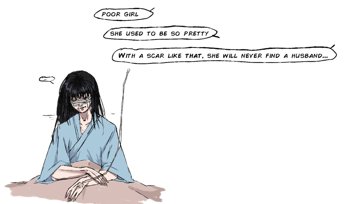 plumepng's tweet photo. Utahime lay perfectly still, her mind still clouded by the anesthesia. She could hear nurses outside her room :
(It’s something I’d really like to explore: the contrast between how much she cares about her skincare routine and having to see her face damaged).
#jjk #utahime https://t.co/FBDtE2Oh2m