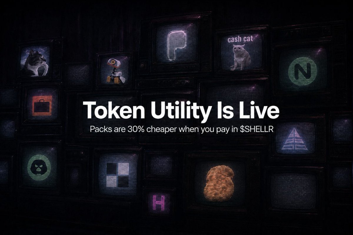 shellr_co's tweet photo. Token Utility is live. 

Packs are 30% cheaper when you pay in $SHELLR. The only thing that changes is what you pay with.

Basic 0.01 → 0.007
Common 0.02 → 0.014
Premium 0.5 → 0.35

Holding the token finally does something. 
Staking comes after this.

https://t.co/K4YZARXbFV https://t.co/zYyDO4Il1Q
