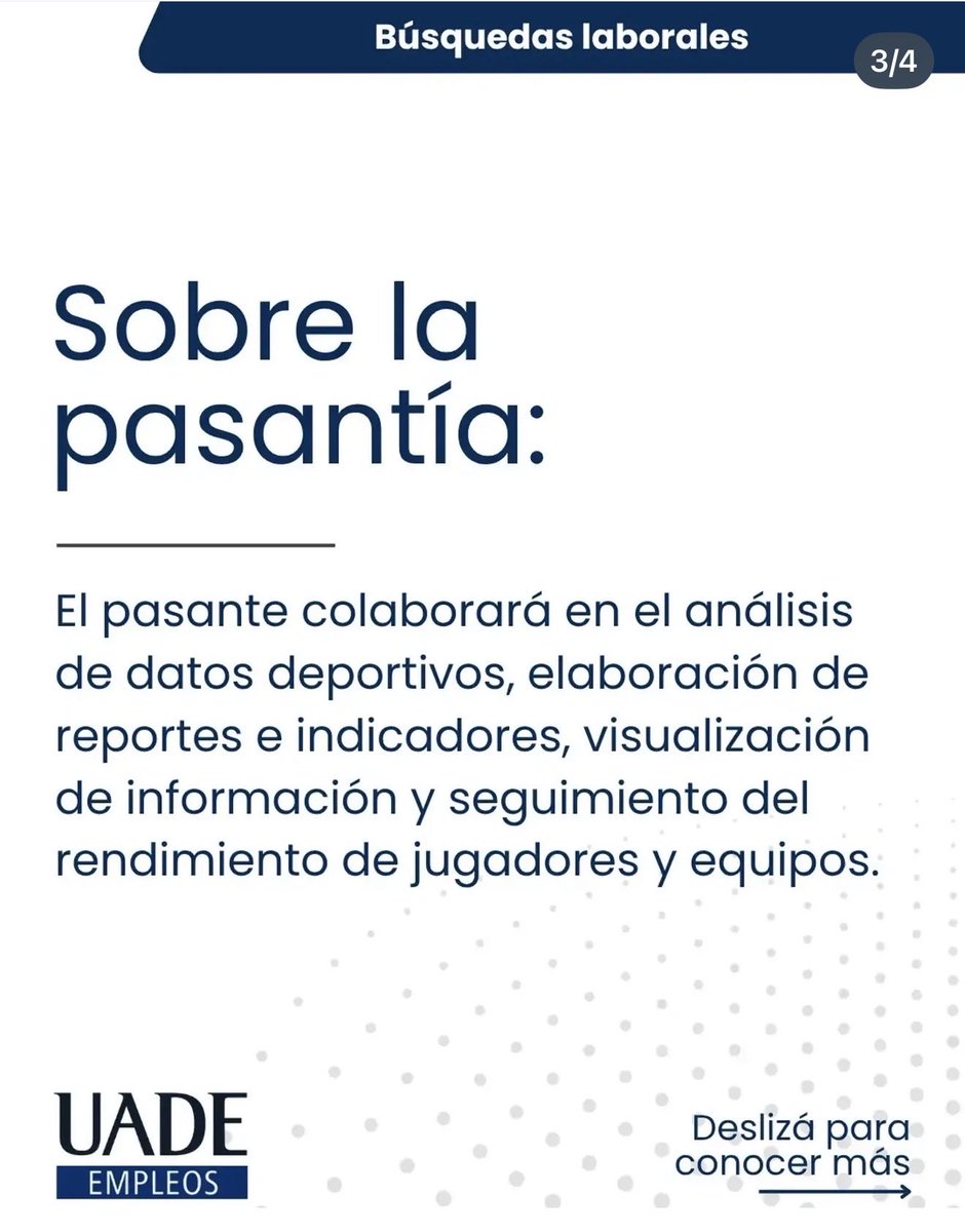 silvinacastro06's tweet photo. Les comparto algo que me enviaron. Me parece súper interesante que estén buscando pasantes en #racing para este tipos de Análisis 👏👏👏. https://t.co/IPVg25jwEp