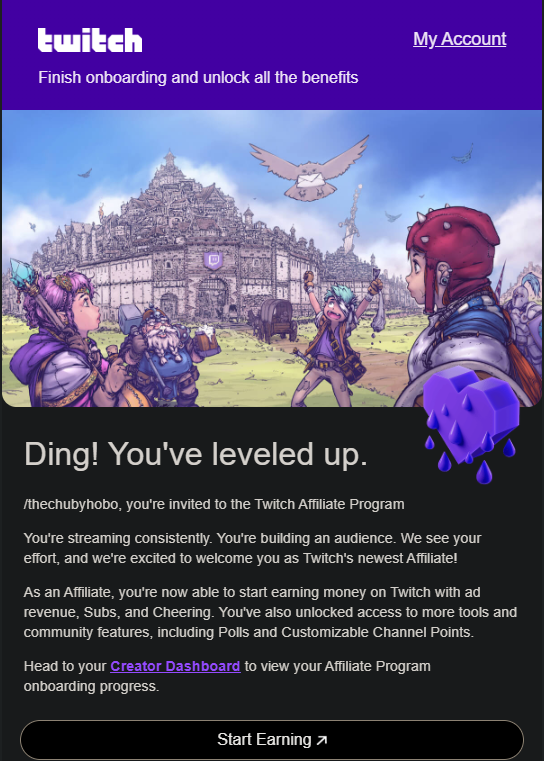 TheChubyHobo's tweet photo. I am a Twitch Affiliate Now! https://t.co/oABOtNWZRS