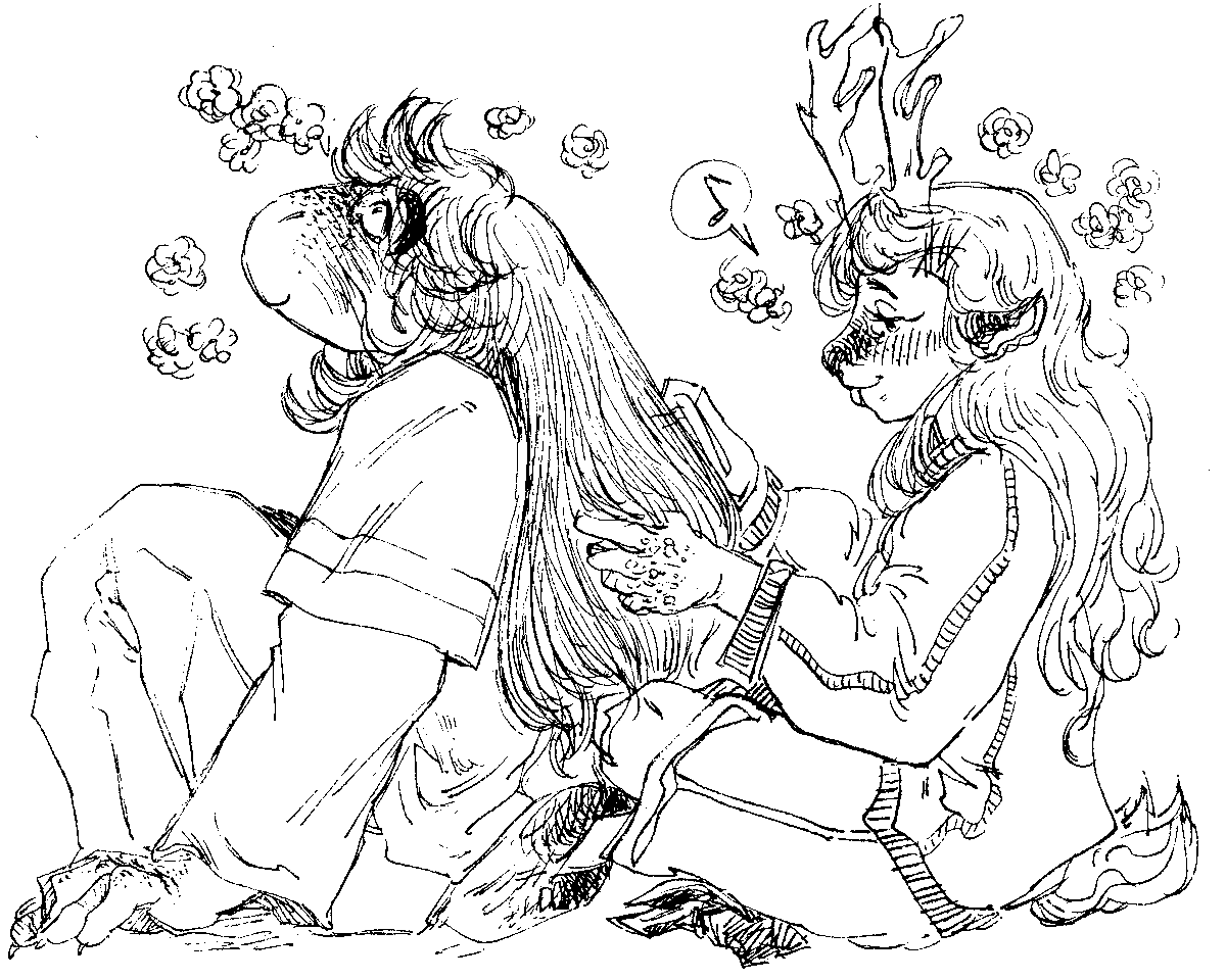 EUK508S_einhorn's tweet photo. anon requested Noelle fixing and maybe braiding Susie's hair! Noelle used a ribbon to tie Susie's braid, but i think she still somewhat likes it... https://t.co/5Zqc8OjoD2