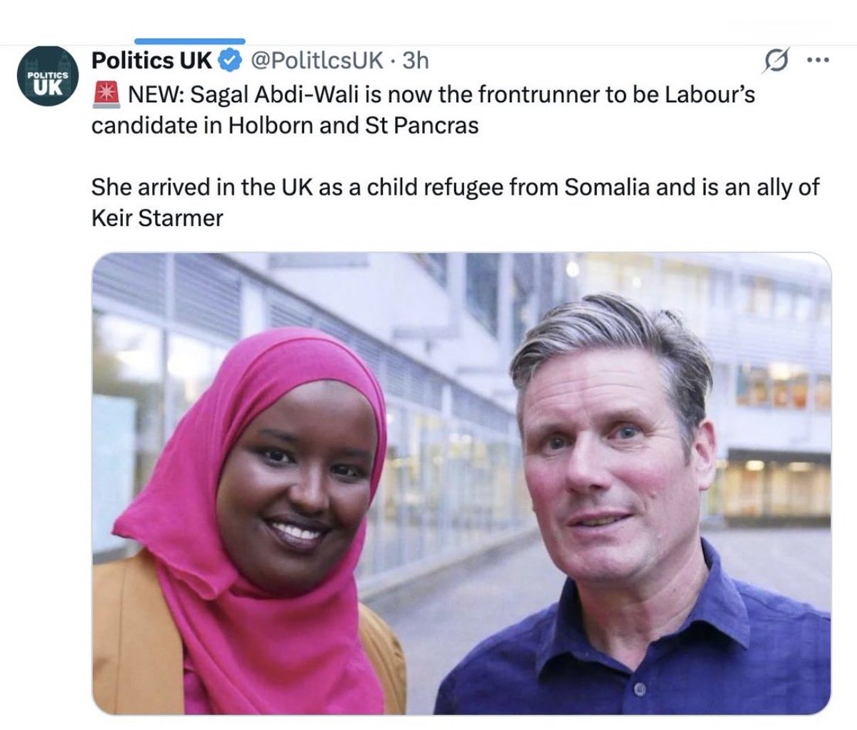 martinplaut's tweet photo. If chosen to fight this seat in central London I think Sagal would be the first. British-Somali woman to be a Member of Parliament in Britain.  She’s marvellous https://t.co/nsKYmKm3Kn