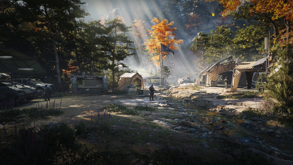 DETONATEDcom's tweet photo. The 'Forward Operating Base' in Modern Warfare 4 DMZ, like the 'Headquarters' from WW2:

💥 Walk around with your Squad to Test Weapons, Craft Items, Purchase from Vendors, and More! https://t.co/hysXYzNXbM