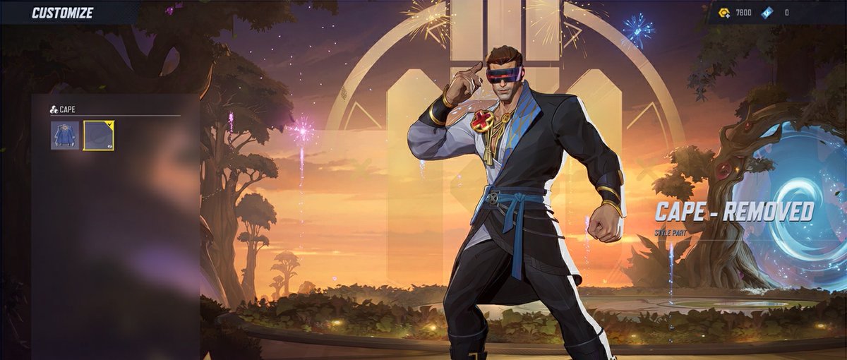 mmmmmmmmiller's tweet photo. ‼️ UPDATE: CYCLOPS HELLFIRE GALA SKIN

Last month's "Elegant Eye" Hellfire Gala costume for Cyclops will receive a new cape-free customization option, available for free starting tomorrow, Thursday, September 3rd at 5:00 AM PDT. #MarvelRivals https://t.co/uzpmF3lDuo