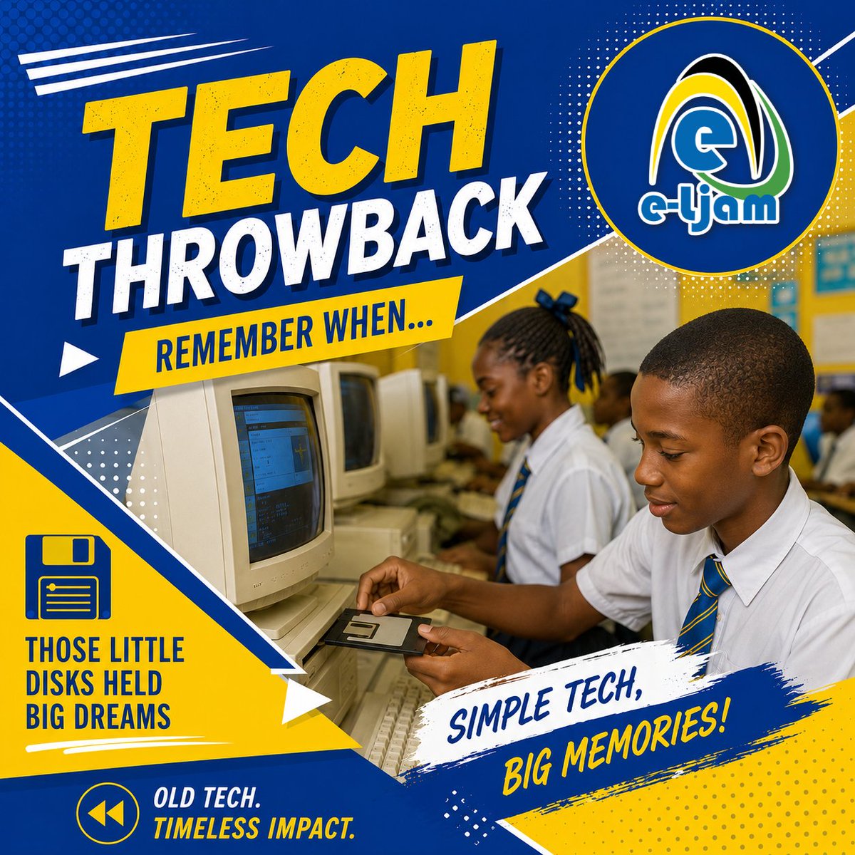 elearningja's tweet photo. Do you remember saving your assignments on a floppy disk?

The most commonly sold floppy disk globally had a capacity of only 1.44 megabytes. 

Today, a single picture captured on a modern smart phone is usually between 3-6 megabytes in size.
#elearningja  #technologythrowback https://t.co/2wXXXARUKU