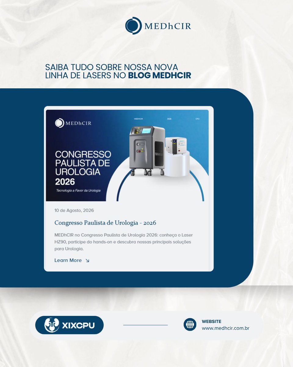 medhcir's tweet photo. Tecnologia de alta performance para a Urologia.

No XIX Congresso Paulista de Urologia, a MEDhCIR apresenta o HZ90 em uma experiência prática para profissionais da área.

Somos distribuidores oficiais do HZ90 no Brasil.

📍 Stand 10 | 03 a 06/09 | WTC Events Center https://t.co/2Cdozj32Oz