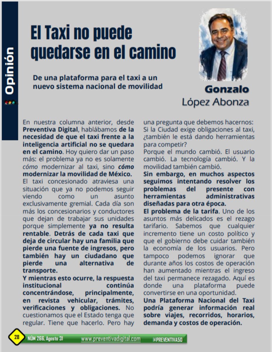 G_L_ABONZA's tweet photo. El #taxi no puede quedarse en el camino. 🚕🇲🇽
Modernizarlo no es defender el pasado: es construir una movilidad más segura, inteligente e incluyente.
Gracias a @PREVENTIVA50 @ROSAURACER88518 por abrir este debate.

Por el bien de todos, primero los taxis. https://t.co/eKtwGsZGCC