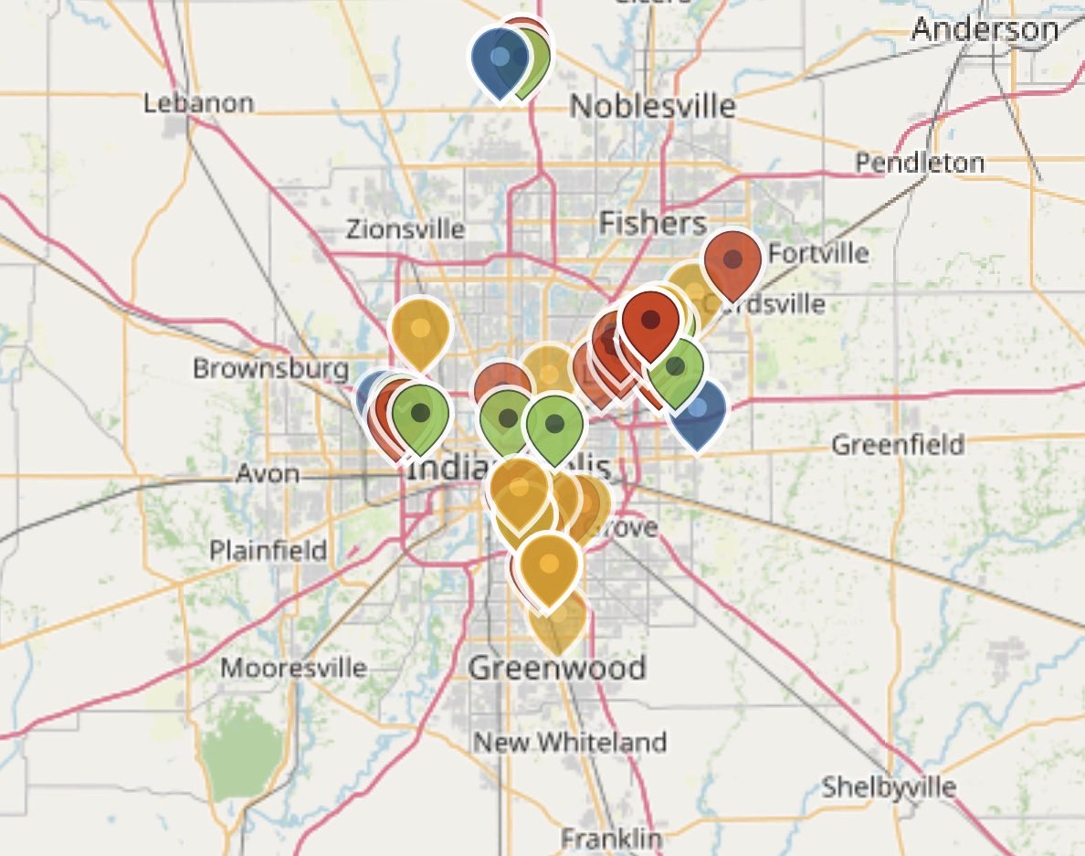 Steve_Stuck's tweet photo. As of 4 pm, ICE has been involved in 40 plus operations and/or spotted by eyewitnesses around Indianapolis for the day. Many eyewitness accounts are claiming multiple arrests at each location of enforcement. https://t.co/pQHXDTuVr0