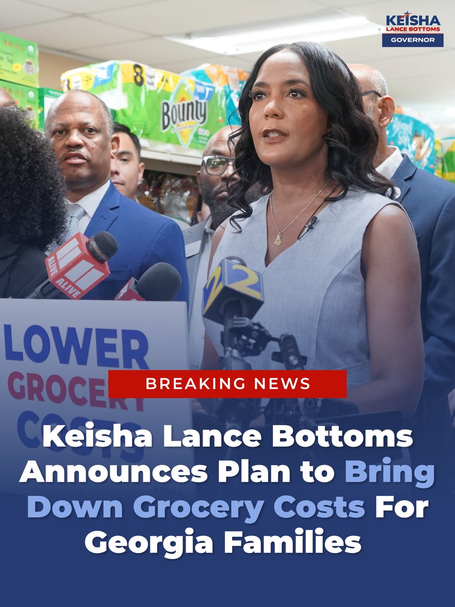 KeishaForGA's tweet photo. NEW: Keisha Lance Bottoms launched her plan today to reduce the cost of groceries for Georgia families by allowing cities and counties to eliminate the local sales tax on groceries, take-home family meals, diapers, baby formula, and feminine hygiene products at Al Huda Grocery in Lawrenceville. 

Learn more about Keisha’s plan at https://t.co/VkslLoE27O