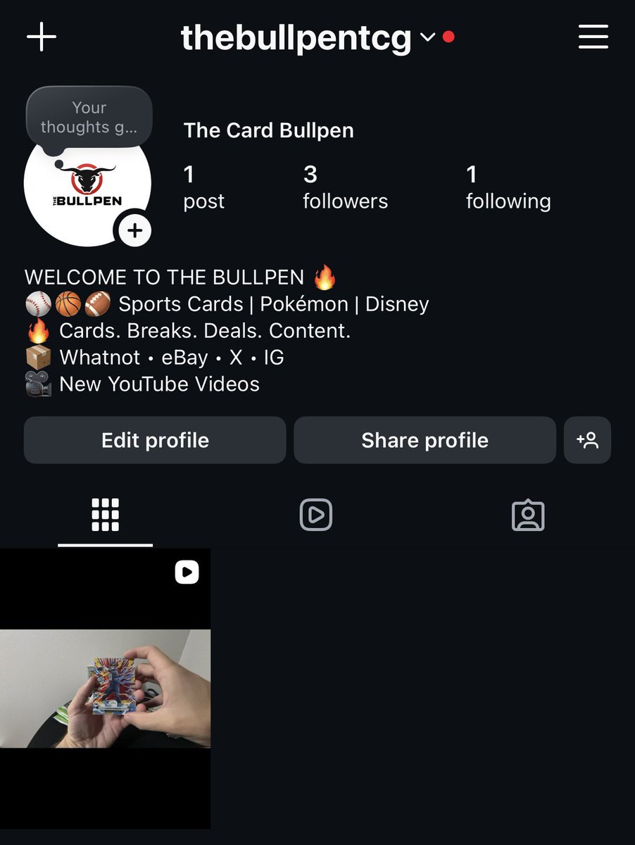 TheCardBullpen's tweet photo. Just started an IG! We will be doing our first live stream on Whatnot next Tuesday @8pm CT @cardbullpenbreaks. Preview of the cards that will be sold will be out soon! https://t.co/ivcmyidoAw