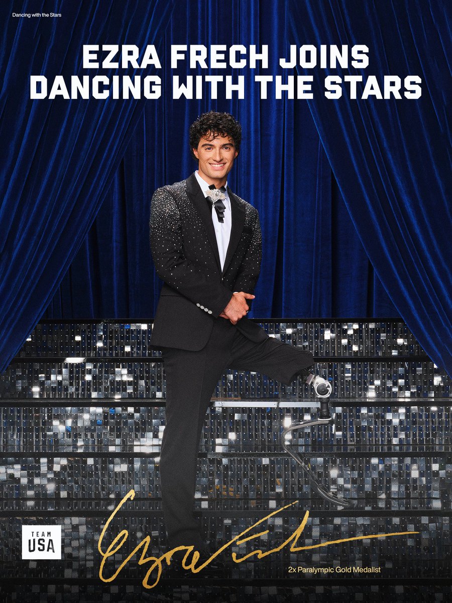 TeamUSA's tweet photo. The 2x Paralympic champ is hitting the dance floor 🪩✨

Ezra Frech and Daniella are coming for the #DWTS Mirrorball Trophy. https://t.co/3rGXlJT1lg