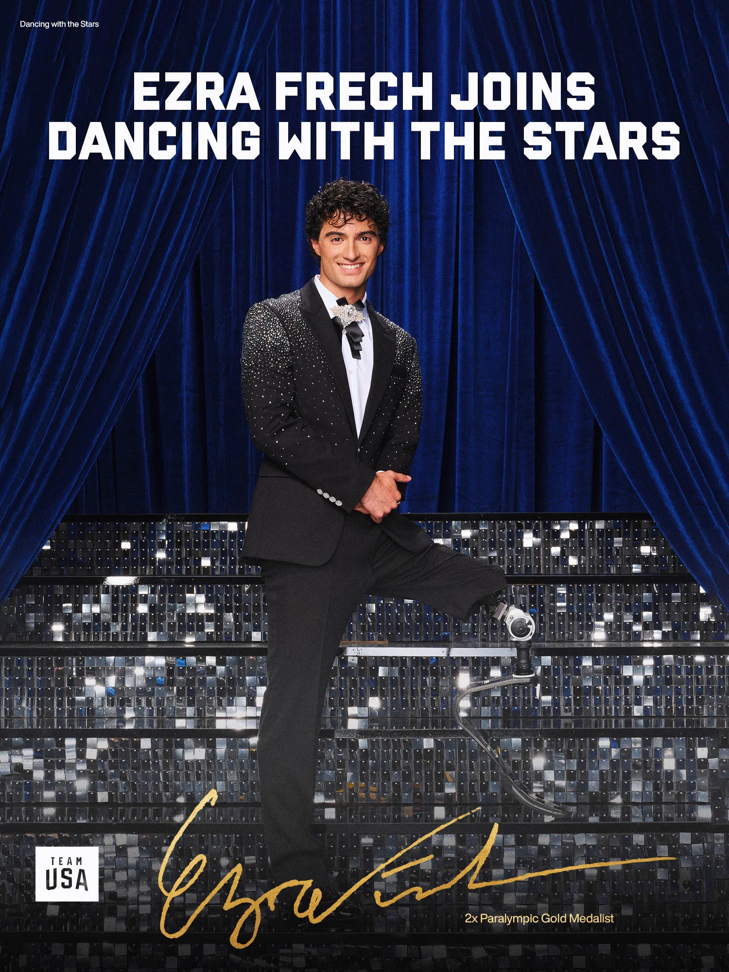 Photo of Ezra Frech from dancing with the stars with text saying he is joining the cast.