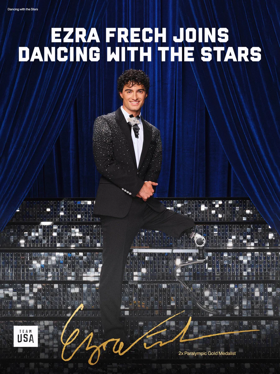 Photo of Ezra Frech from dancing with the stars with text saying he is joining the cast.