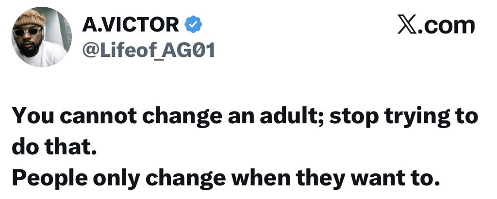 instablog9ja's tweet photo. “Stop trying to change an adult” — Media personality Victor https://t.co/DYLR996CJs