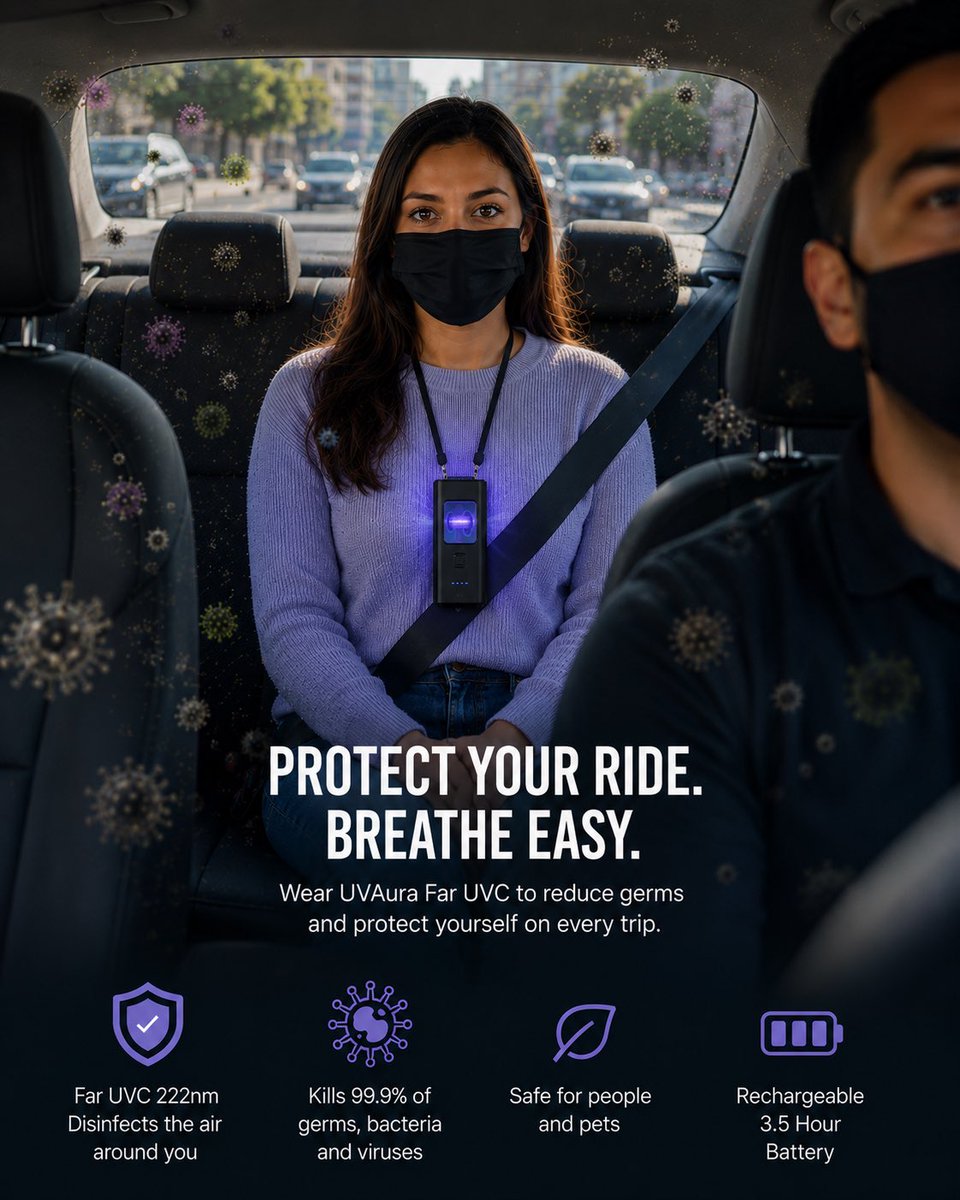 BioAbundancellc's tweet photo. Every ride is a shared space. 🚗🦠

Protect your personal space with UVAura Far U a simple way to add another layer of protection while you’re on the go. https://t.co/79ltWZZfqL