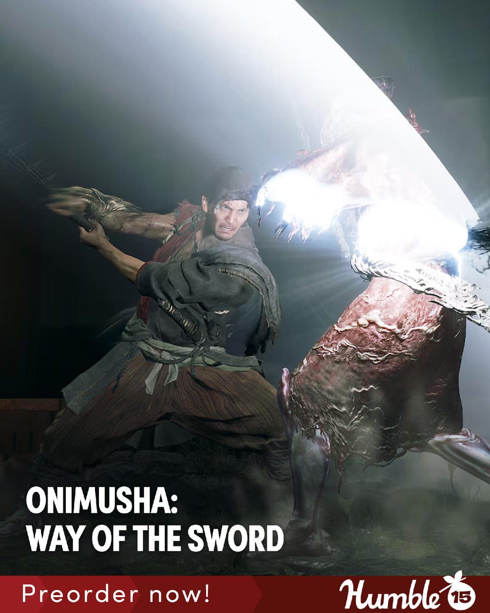 humble's tweet photo. Dive into gritty, blood-soaked combat as an Oni Gauntlet-wielding samurai taking a stand against the encroaching Genma menace in Onimusha: Way of the Sword, now available to preorder! https://t.co/GbPOaYyz0r https://t.co/zy9GmVAtWQ