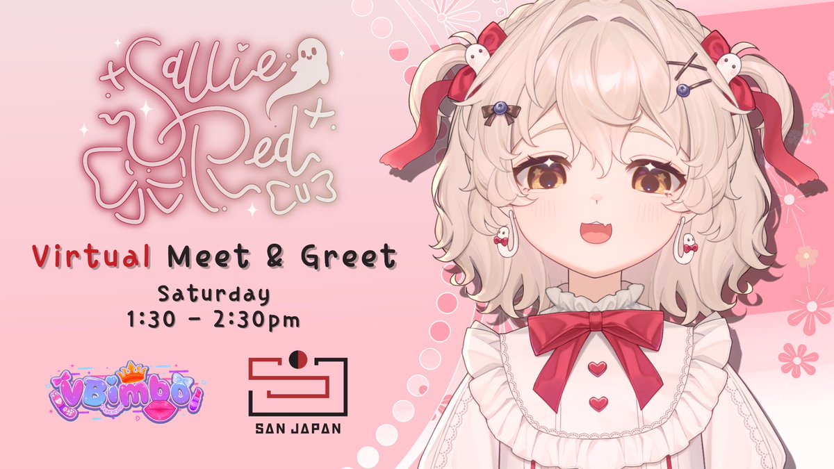 SallieLikesRed's tweet photo. I’ll be digitally roaming the convention hall @ #SanJapan! ✨

🗓️: Saturday 
⏰: 1:30 - 2:30pm 

Come find me and don’t be shy to say hi~ 💕

Thank you to @KoizumiKaitoVT for introducing me to @VTHandlerForFun 
And @VBimboOfficial &amp; @RavennaNya for hosting https://t.co/kiABfr8Rp9