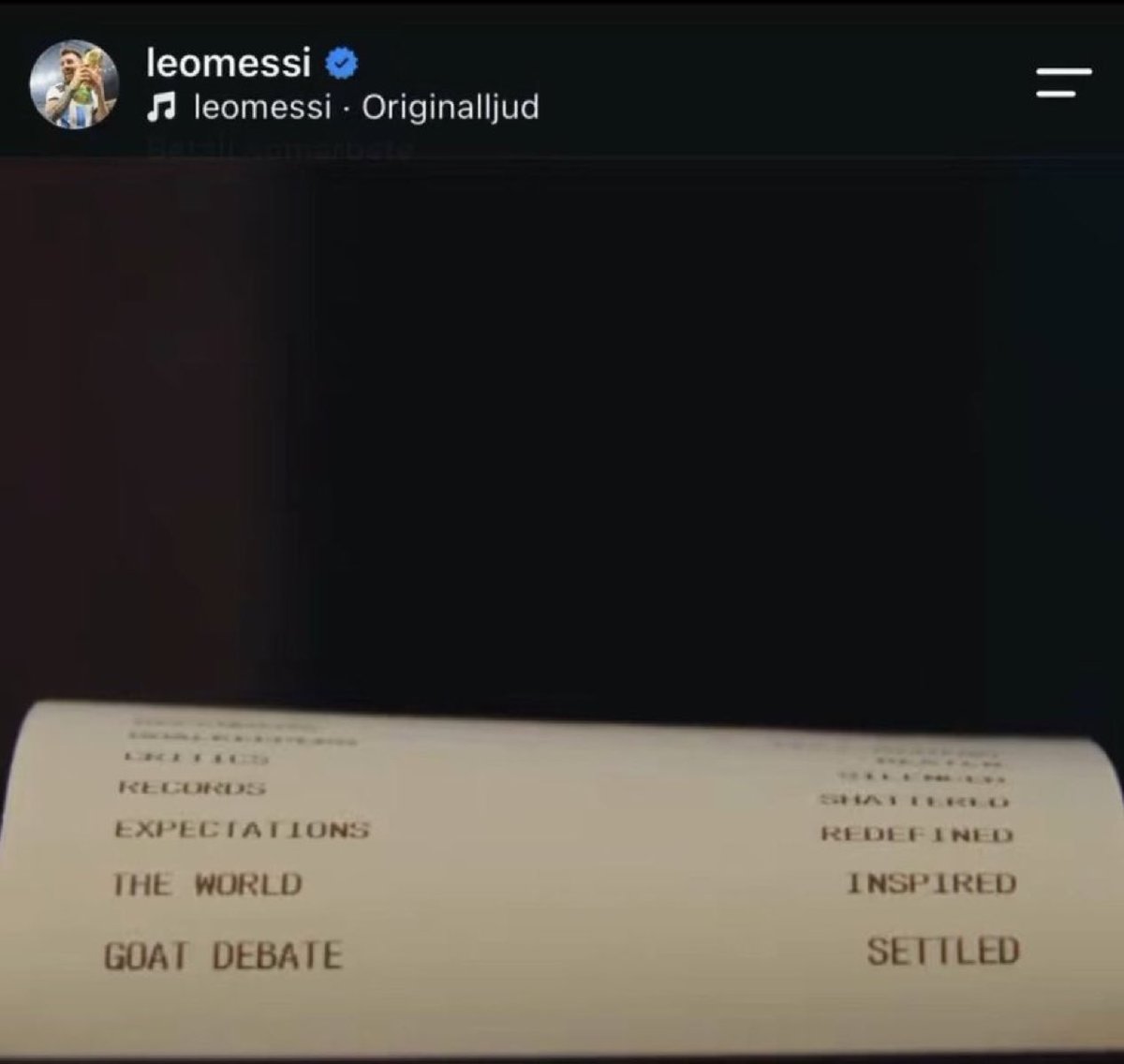 Somhiseremfcb's tweet photo. 📱 Lionel Messi en IG:

"DEBATE DEL GOAT - RESUELTO." https://t.co/Xe6FfEiwV9