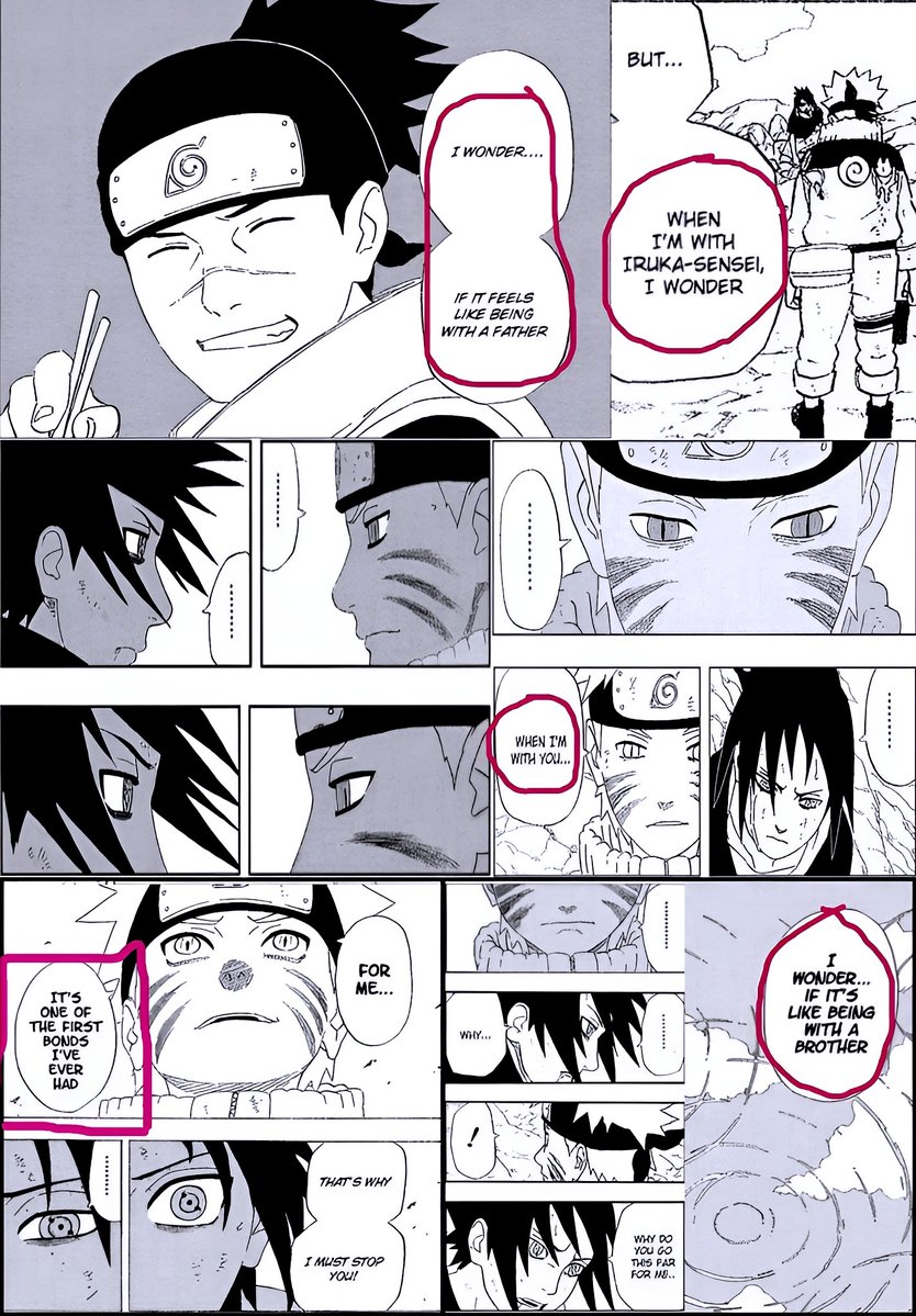 mg2eemg2's tweet photo. @theedorksinlove By the way, this is the bond he is talking about. Sasuke was moved by Naruto calling him his brother. He wore his headband (a callback to the hospital fight) as a way to acknowledge Naruto, but he still wanted the Mangekyo, so he said he would break it (kill him) to obtain it. https://t.co/oEMKgbsdPA