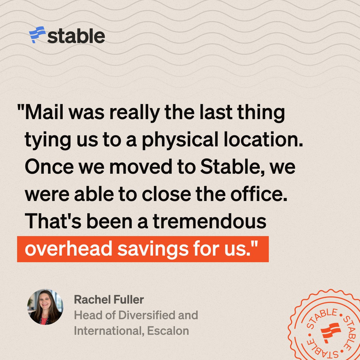 useStable's tweet photo. For Escalon, it wasn't finance or HR holding them back, it was physical mail 📬

See how they eliminated operational bottlenecks, went fully #remote, and even expanded the services they offer clients.

⬇️ Read the full case study in the replies. https://t.co/JvCoVzcvYR